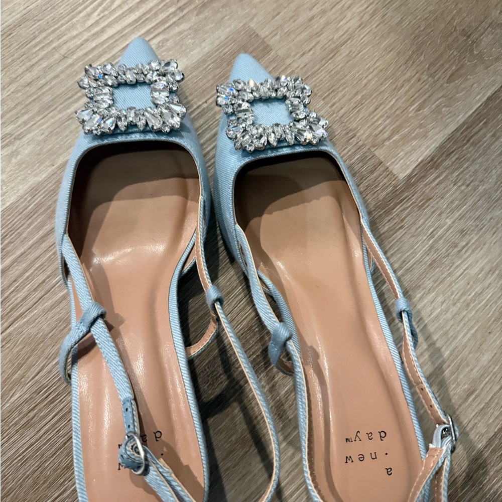 A New Day Light Blue Embellished Heels - Picture 2 of 3